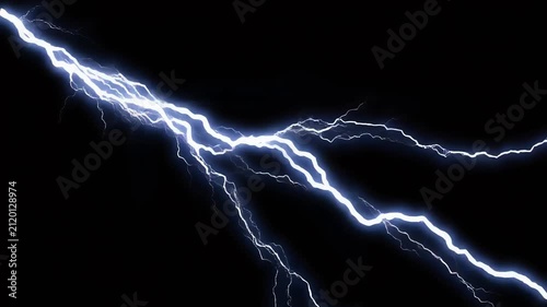 Bright Lightning Bolt Flashing on Black Background