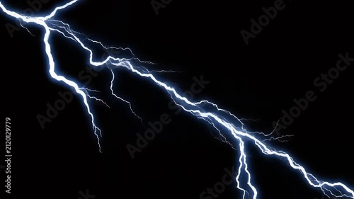 Dramatic Lightning Bolts Striking on Black Background