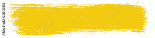 Isolated sunny yellow watercolor wash brush stroke, single dry gouache paint stripe with rustic texture vector illustration