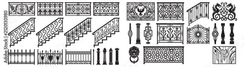 Wrought Iron Railings and Ornamental Fence Panels Collection Vintage Decorative Balusters and Gate Designs