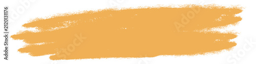 Isolated orange paint brush stroke, single ochre watercolor banner with textured grunge edges vector illustration