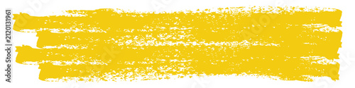 Isolated yellow crayon scribble brush stroke, single pastel or chalk paint texture banner vector illustration