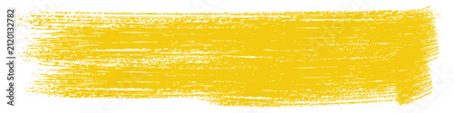 Isolated yellow crayon brush stroke, single pastel or chalk paint texture banner vector illustration
