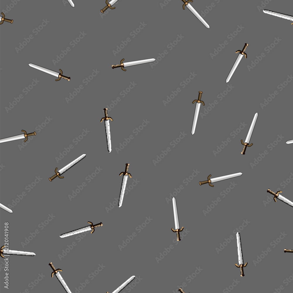Obraz premium seamless pattern old medieval sword cartoon. handle war, iron ancient, metal king old medieval sword sign vector