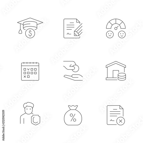 Set line icons of loan