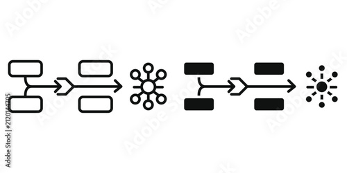 AI Workflow Automation Icon Set - Digital Process, Data Pipeline & System Optimization Vector Line Art with Editable Stroke