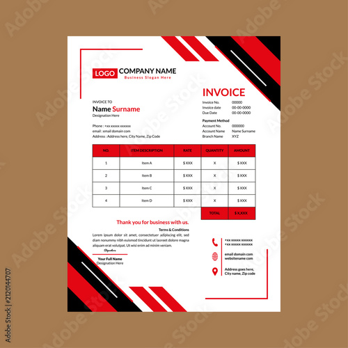 Modern Invoice Pattern. Trendy Template Display for Promotion.