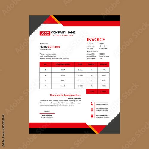 Modern Invoice Pattern. Luxurious Template Display for Promotion.