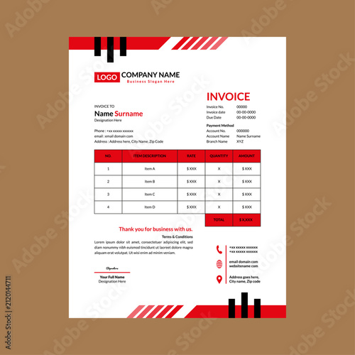 Modern Invoice Pattern. Trendy Layout Display for Promotion.
