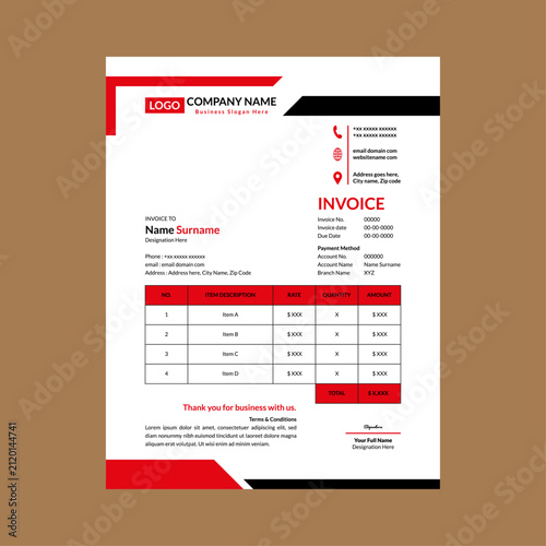 Modern Invoice Pattern. Luxurious Layout Display for Promotion.