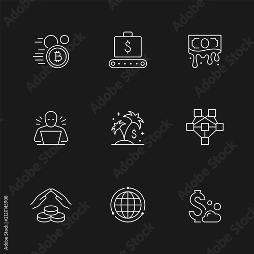 Set line icons of offshore