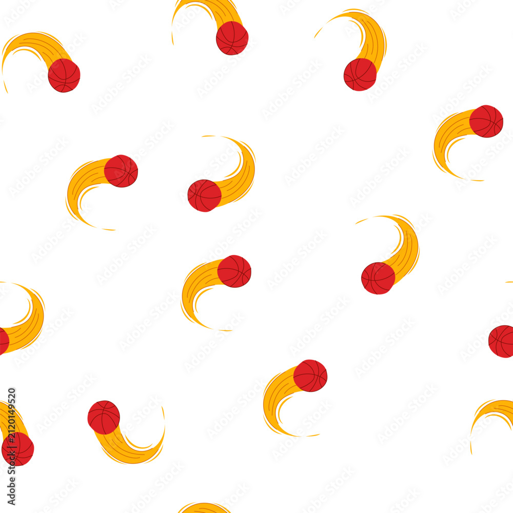 Fototapeta premium pattern shoot speed basketball ball cartoon. sprint crossover, fastbreak rebound, defense offense shoot speed basketball ball sign. seamless symbol vector illustration