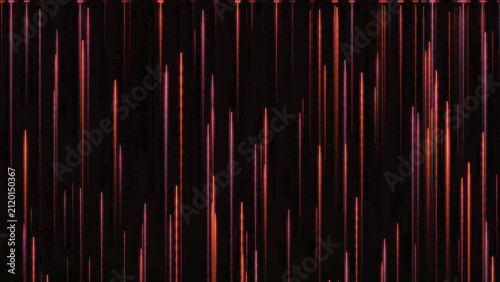 Foto Dark background highlights vertical orange and red light filaments descending like falling rain