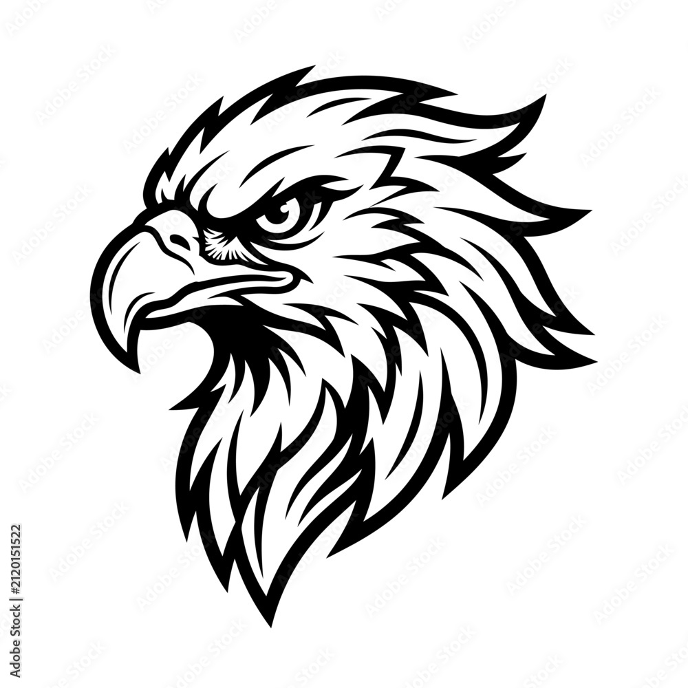 Fototapeta premium Detailed fierce eagle head mascot vector graphic