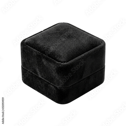 Black Velvet Ring Box Isolated on White Background