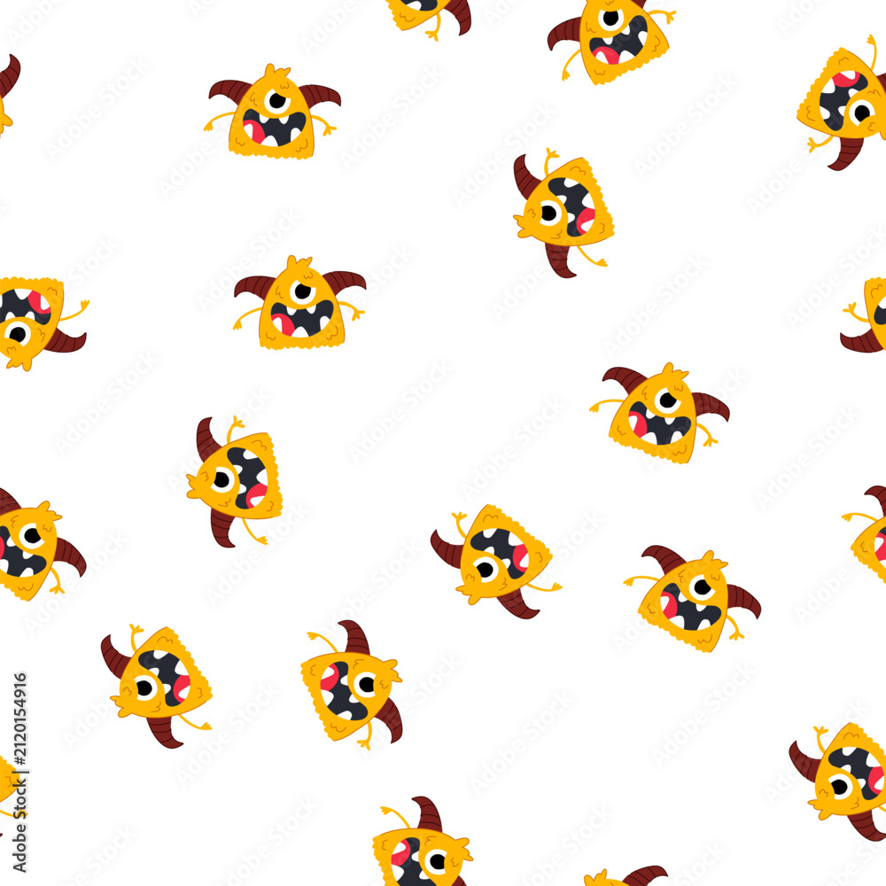 Obraz premium pattern beast monster with horns cartoon. creature demon, minotaur satyr, chimera dragon beast monster with horns sign. seamless symbol vector illustration