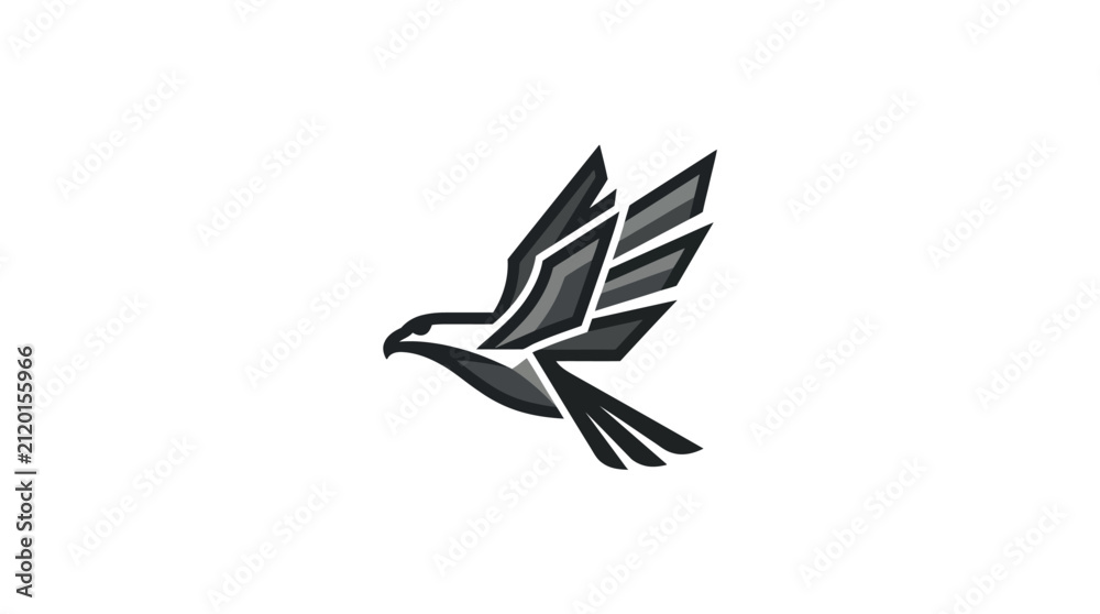 Fototapeta premium Angular eagle head profile logo icon.