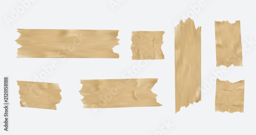 Cuadro en lienzo Realistic collection of sticky scotch tape pieces in different sizes, isolated o