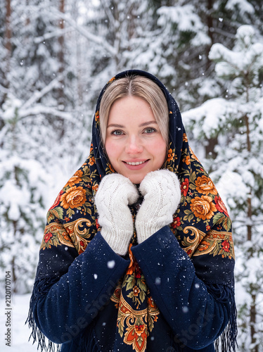 Winter portrait of a young beautiful woman. AI-generated