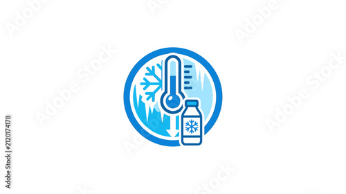Fotografie Cold Temperature Measurement and Freezing Liquid Icon