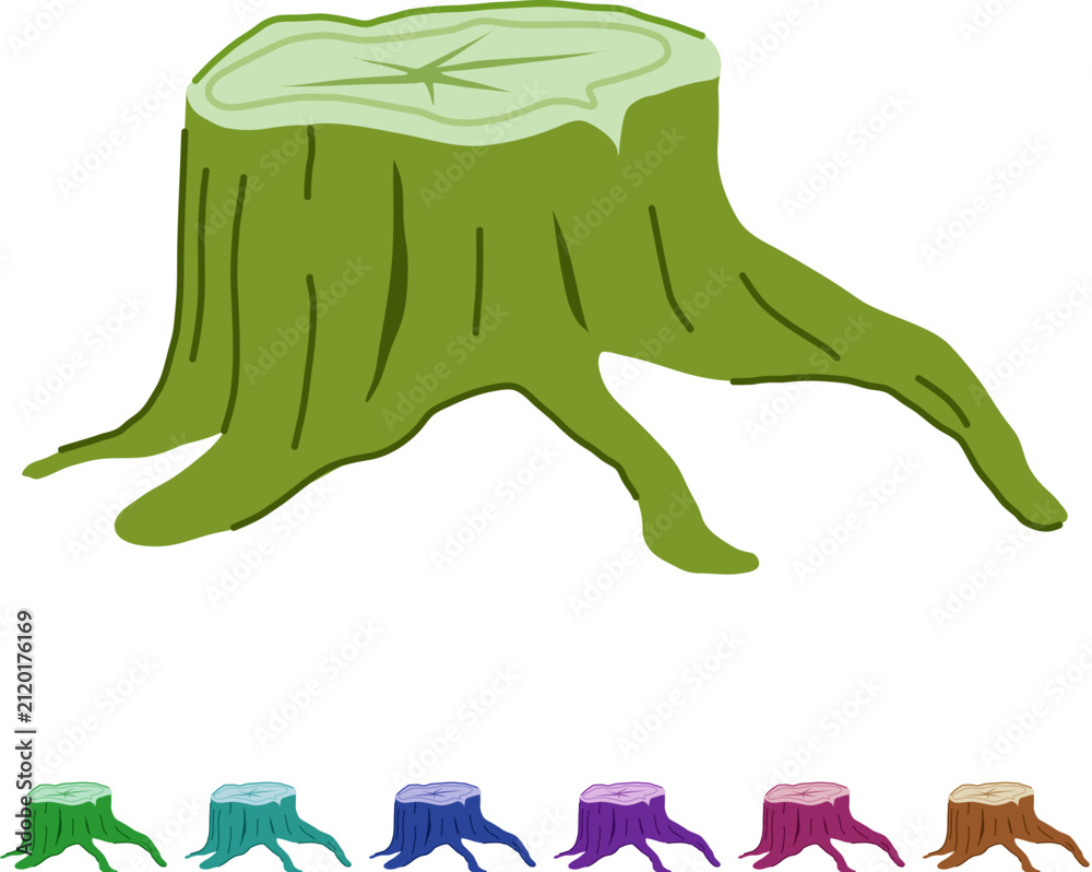 Obraz premium nature stump cartoon. trunk growth, wooden stump, texture life nature stump sign vector