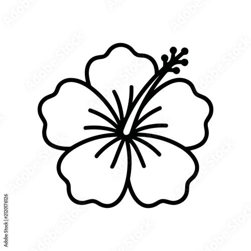 Black line art hibiscus flower design.