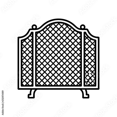 Decorative Fireplace Screen with Lattice Pattern.