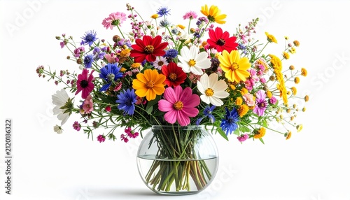 Bunter Wildblumenstrauß in einer Glasvase