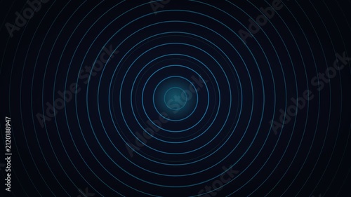 Concentric ripple rings radar pulse waves on dark background, technology signal sonar concept, seamless loop 4K animation