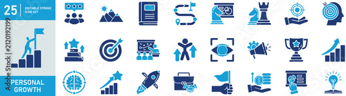 Foto Personal growth Web Icon Set in Blue style Flat