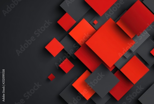 Abstract red black geometric squares background
