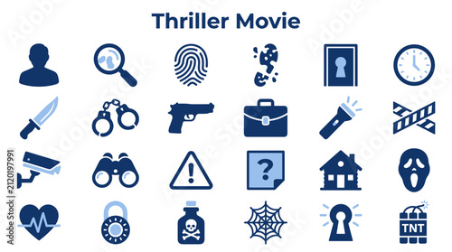 Cuadro en lienzo Thriller Movie Icons Representing Mystery Suspense Crime Investigation and Dange