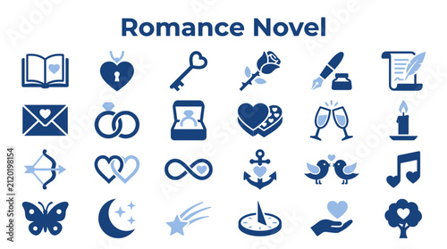 фотографія Collection of romantic icons representing love, marriage, relationships, and passion, perfect for storytelling and design projects