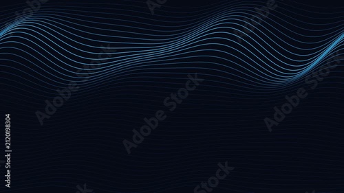 Topographic contour line waves abstract data background, minimal blue technology map lines, seamless loop 4K animation