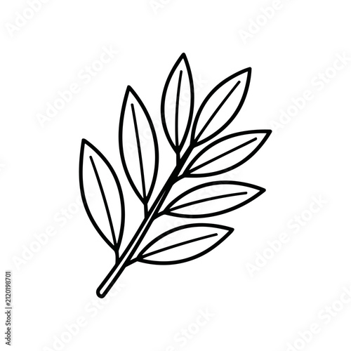Simple black line drawing leaf branch.