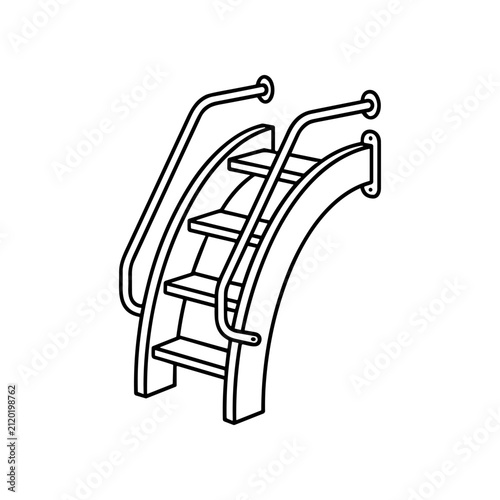 Metal Staircase with Handrails Closeup.
