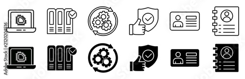 ISO27001 icon set. information security management system (ISMS) vector illustration concept