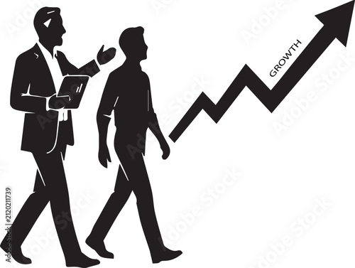 Business Mentorship and Career Growth Silhouette Vector