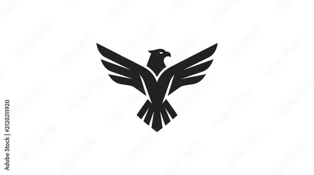 Fototapeta premium Minimalist eagle logo with extended wings.