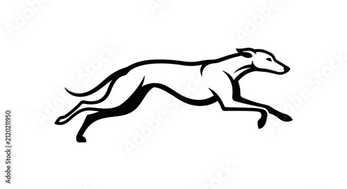 Foto Minimalist running greyhound line art logo.