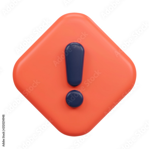 Colorful 3D Alert Badge Icon for Safety Risk and Important Message Concept