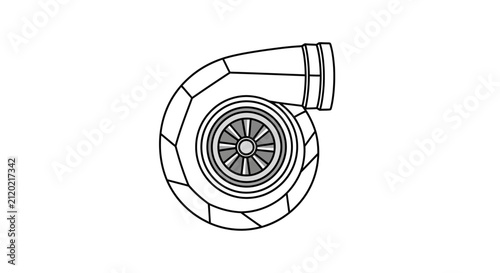 Turbocharger Icon: Automotive Engine Boost Component, Mechanical Engineering