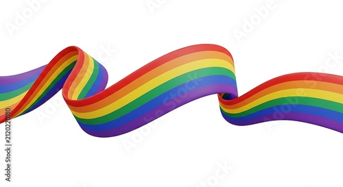 Wavy rainbow ribbon pride flag isolated on a clean white background