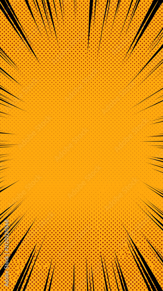 Fototapeta premium Dynamic manga explosion with radial speed lines and comic burst effects. Vibrant cartoon background featuring abstract energy patterns and light rays in bold colors