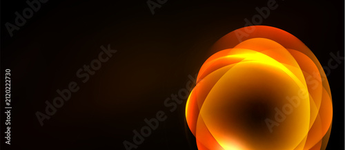 Cuadro en lienzo Abstract orange swirl dominates right side