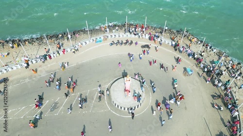Aerial view of Ram Setu, dhanushkodi, Rameswaram Island, Tamil Nadu, India.