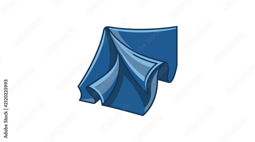 Obraz premium Abstract blue fabric flowing, draped, and folded in dynamic curves against a clean white background, representing textile movement and design.