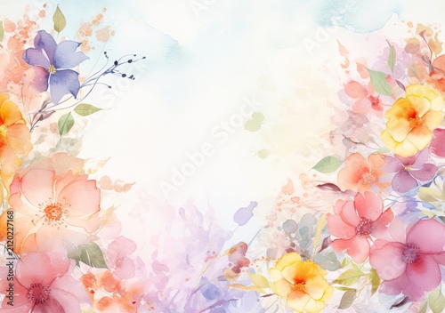 Watercolor floral border