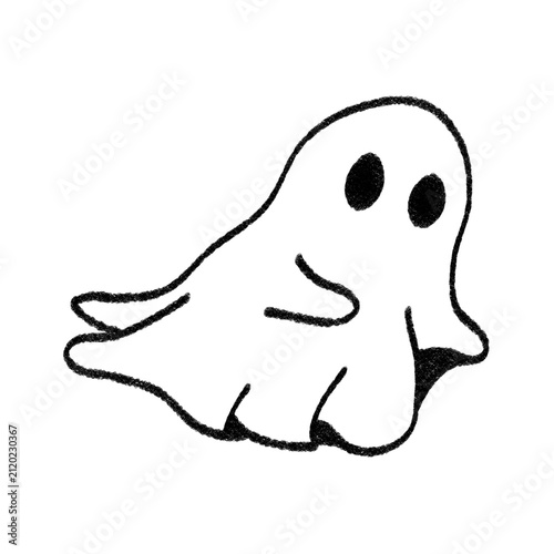 Obraz na płótnie Minimalist Charcoal Texture Ghost Doodle Halloween Icon Illustration