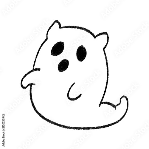 Obraz na plátne Minimalist Charcoal Texture Ghost Doodle Halloween Icon Illustration